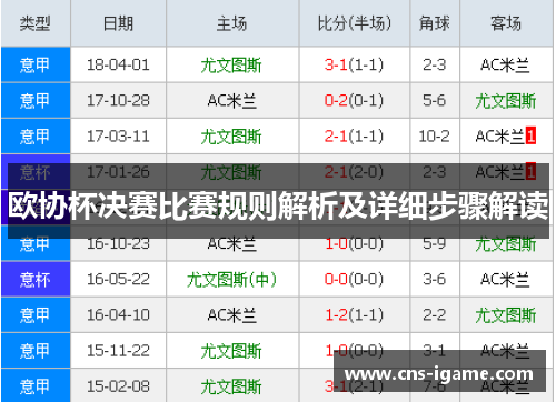 欧协杯决赛比赛规则解析及详细步骤解读
